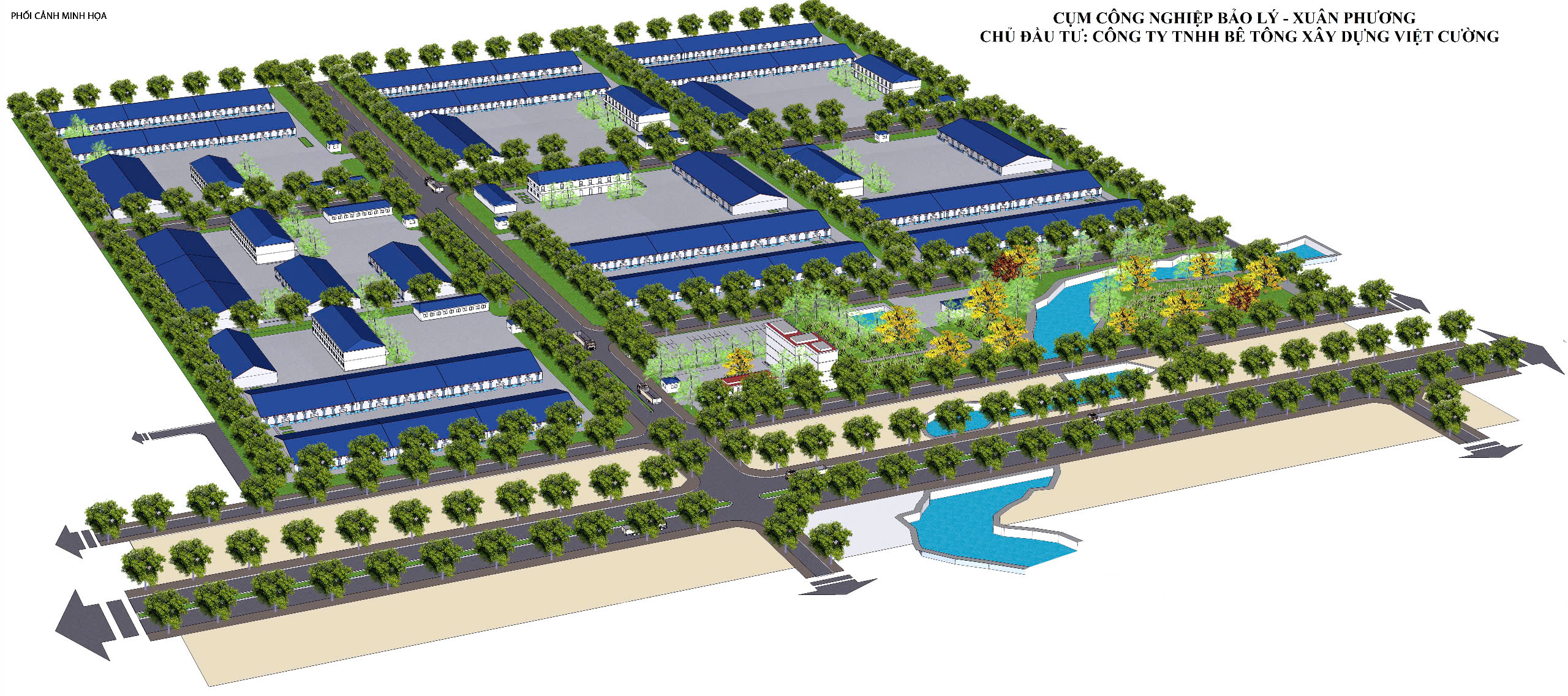 Phối cảnh Dự án Cụm công nghiệp Bảo Lý - Xuân Phương, giai đoạn 1 (2020-2024) do Công ty TNHH Bê tông xây dựng Việt Cường làm chủ đầu tư .